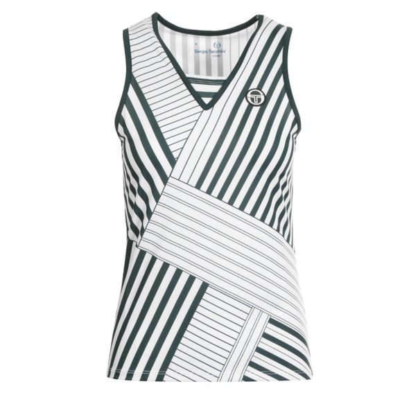NWT sergio tacchini court melbourne tank top green and white stripe size medium - Picture 1 of 6